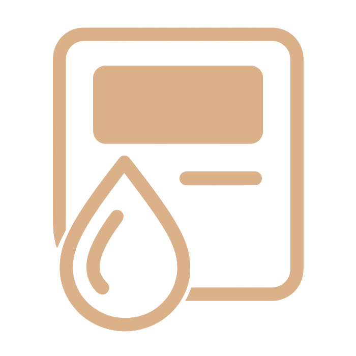 Ikoni, jossa vesipisara ja näyttö - symboloi etäluettavaa vesimittaria ja digitaalista vedenkulutuksen seurantaa